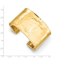 14k 37mm Hammered Polished Cuff Bangle-DB561