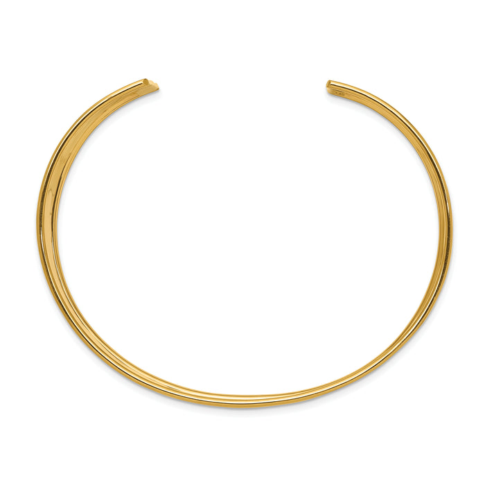 14k 19mm Hammered Polished Cuff Bangle-DB562