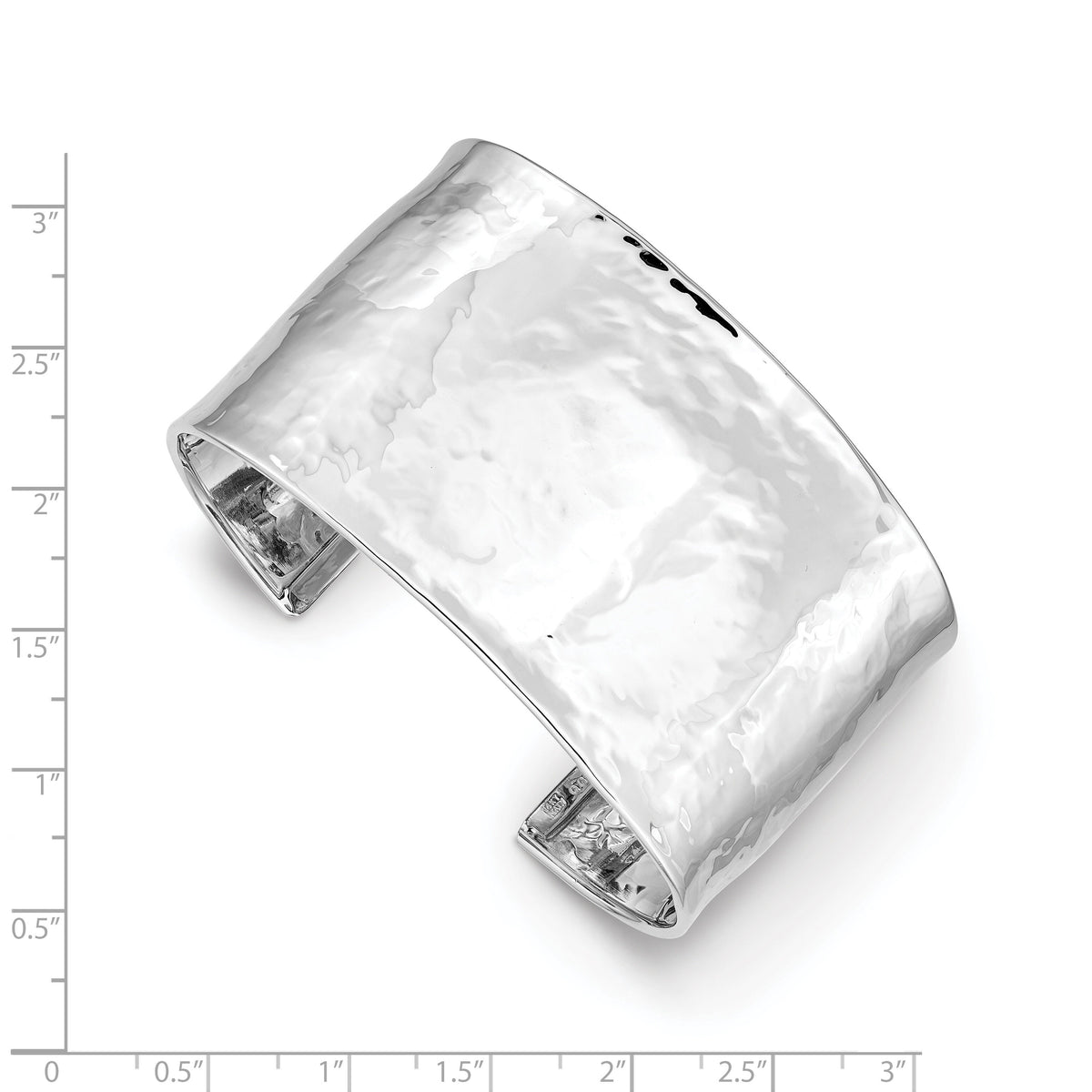 14k WG 37mm Hammered Polished Cuff Bangle-DB563