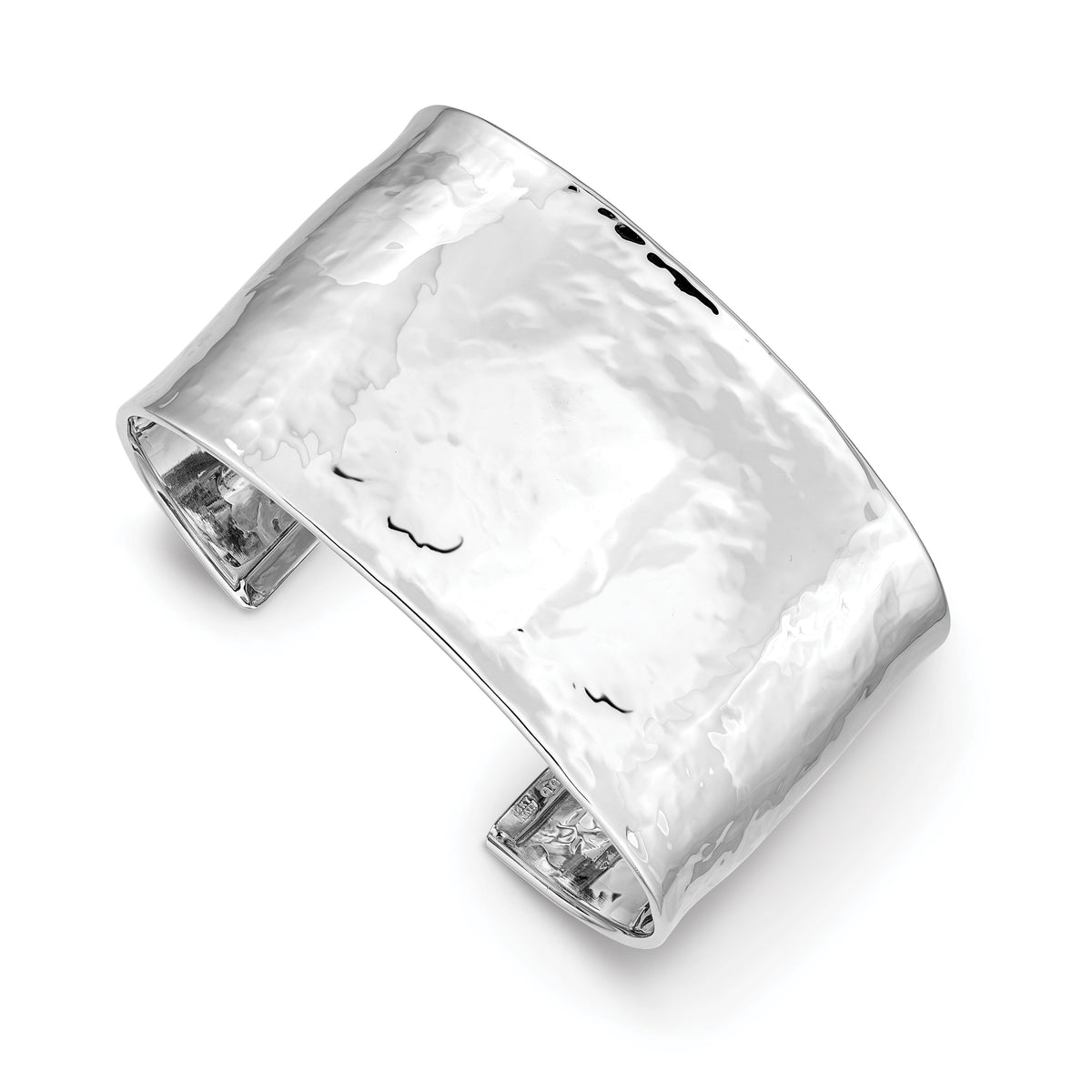 14k WG 37mm Hammered Polished Cuff Bangle-DB563