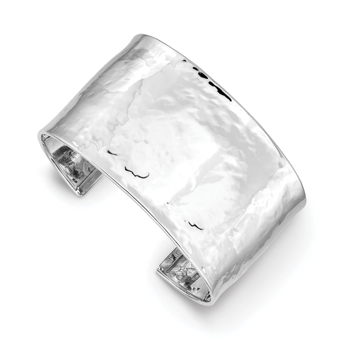 14k WG 37mm Hammered Polished Cuff Bangle-DB563