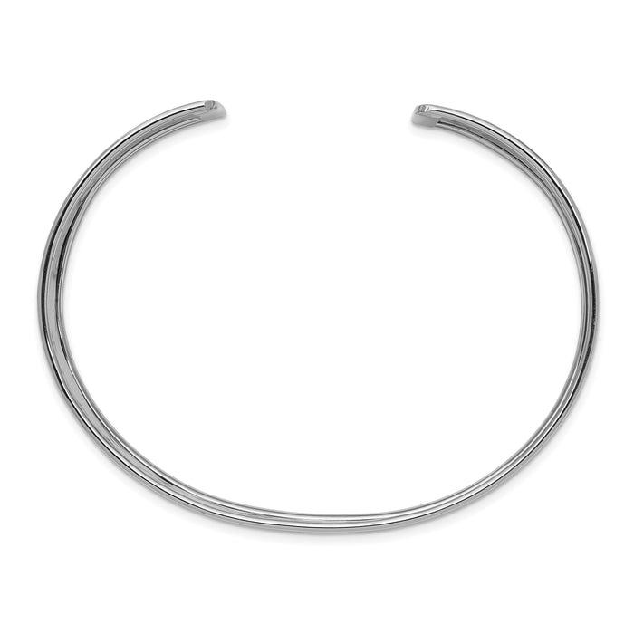14k White Gold 19mm Hammered Polished Cuff Bangle-DB564