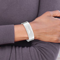 14k White Gold 19mm Hammered Polished Cuff Bangle-DB564