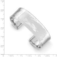 14k White Gold 19mm Hammered Polished Cuff Bangle-DB564