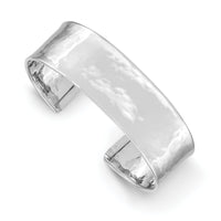 14k White Gold 19mm Hammered Polished Cuff Bangle-DB564