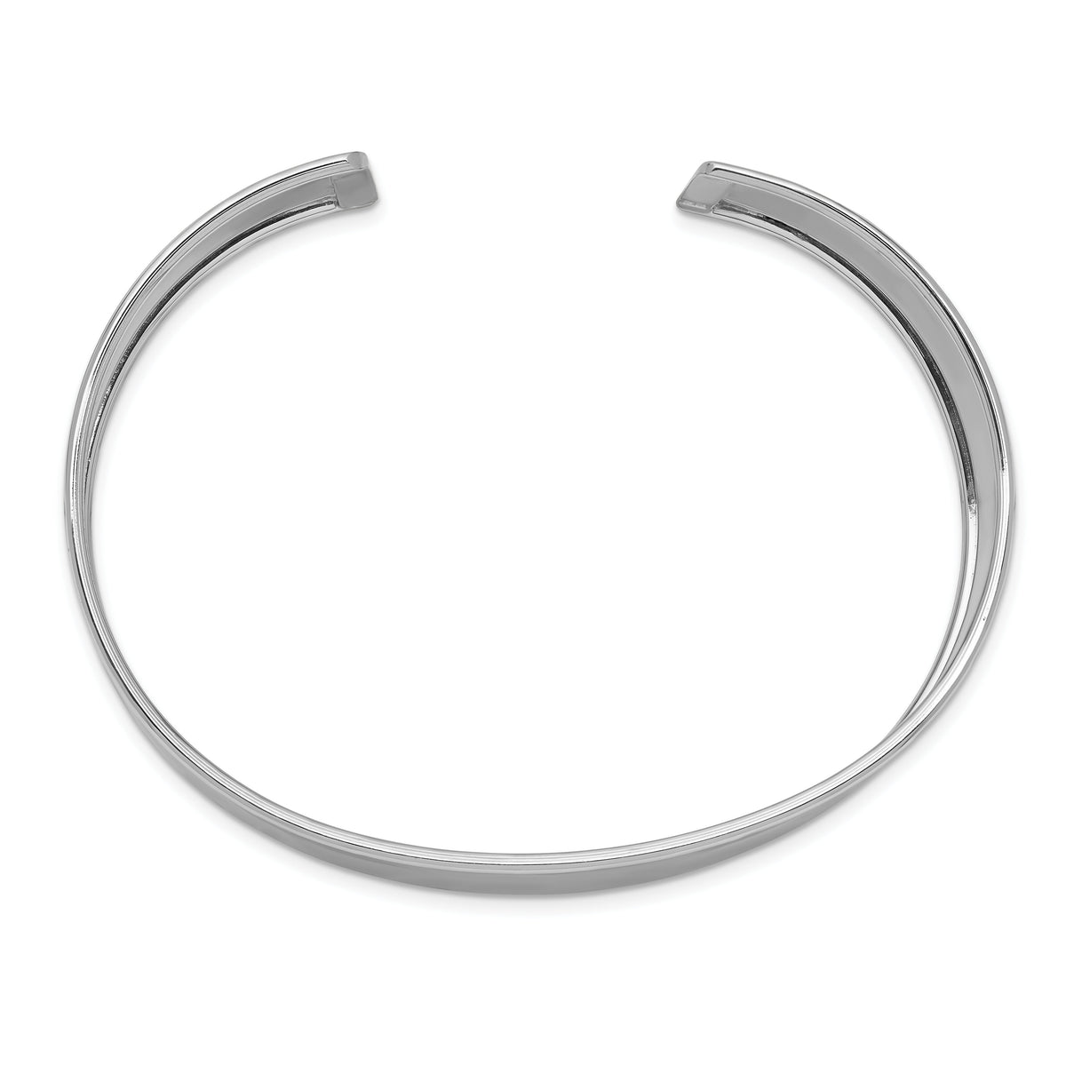 14k White Gold 18.5mm Polished Cuff Bangle-DB567