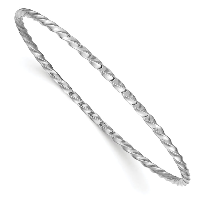 14k White Gold 2.50mm Twisted Slip-on Bangle-DB568