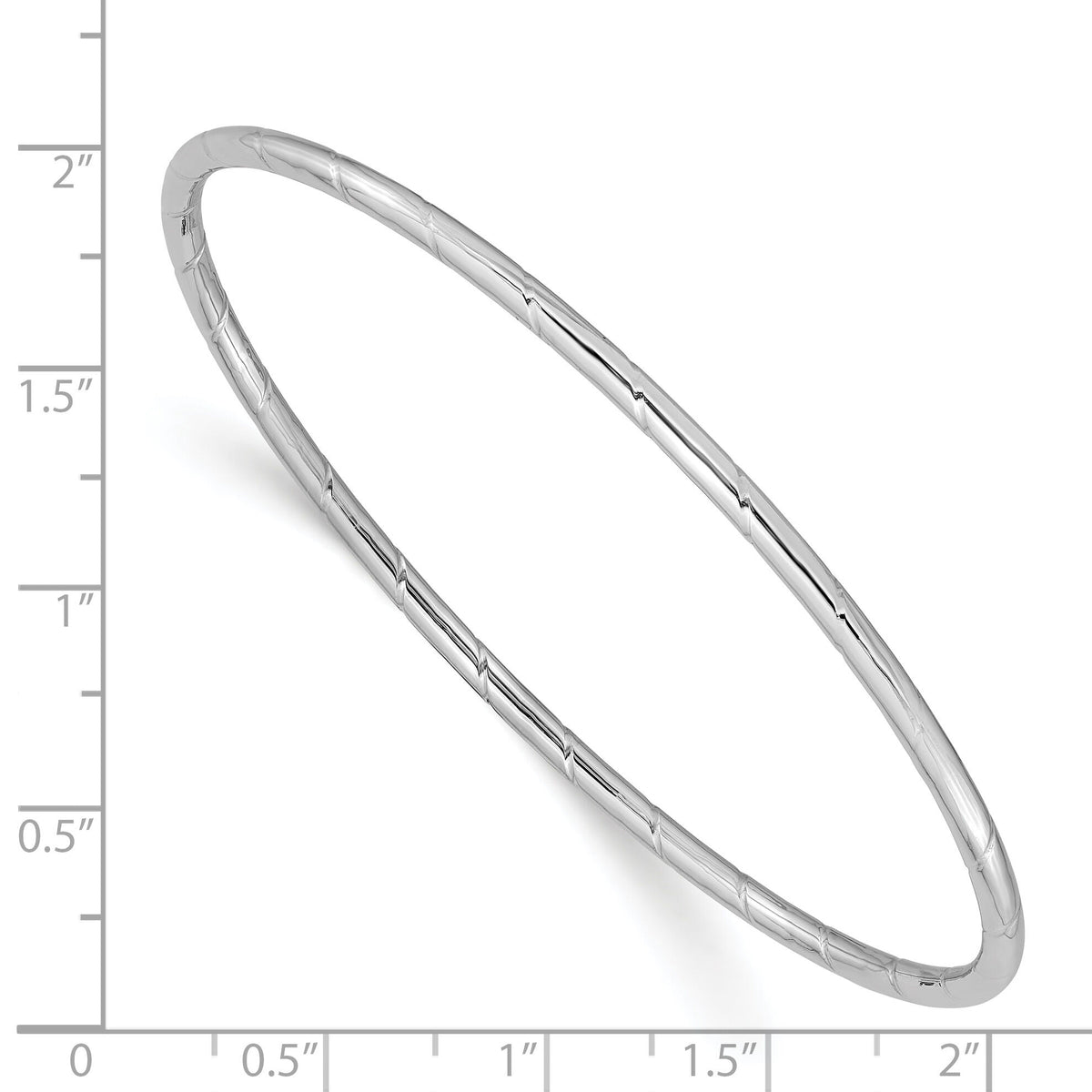 14k White Gold 2.5mm Grooved Slip-on Bangle-DB570