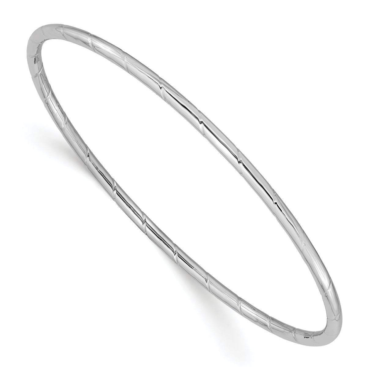 14k White Gold 2.5mm Grooved Slip-on Bangle-DB570