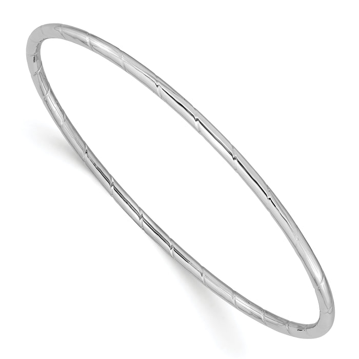14k White Gold 2.5mm Grooved Slip-on Bangle-DB570