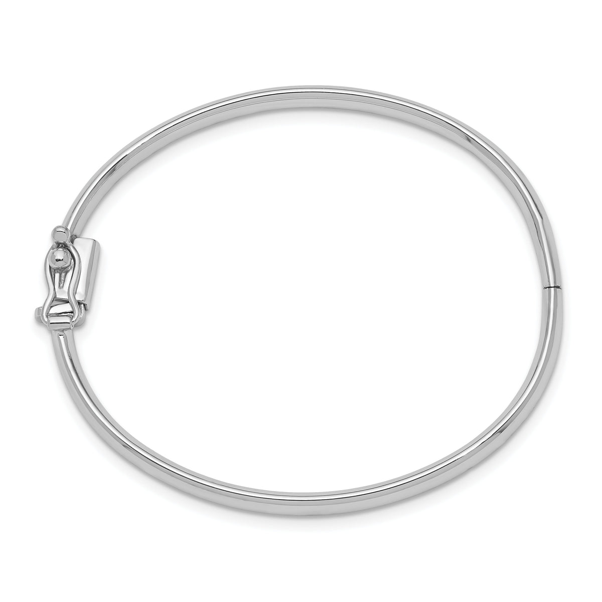 14k White Gold Polished Hinged Safety Clasp Baby Bangle-DB572