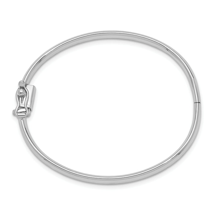 14k White Gold Polished Hinged Safety Clasp Baby Bangle-DB572