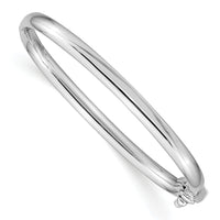 14k White Gold Polished Hinged Safety Clasp Baby Bangle-DB572