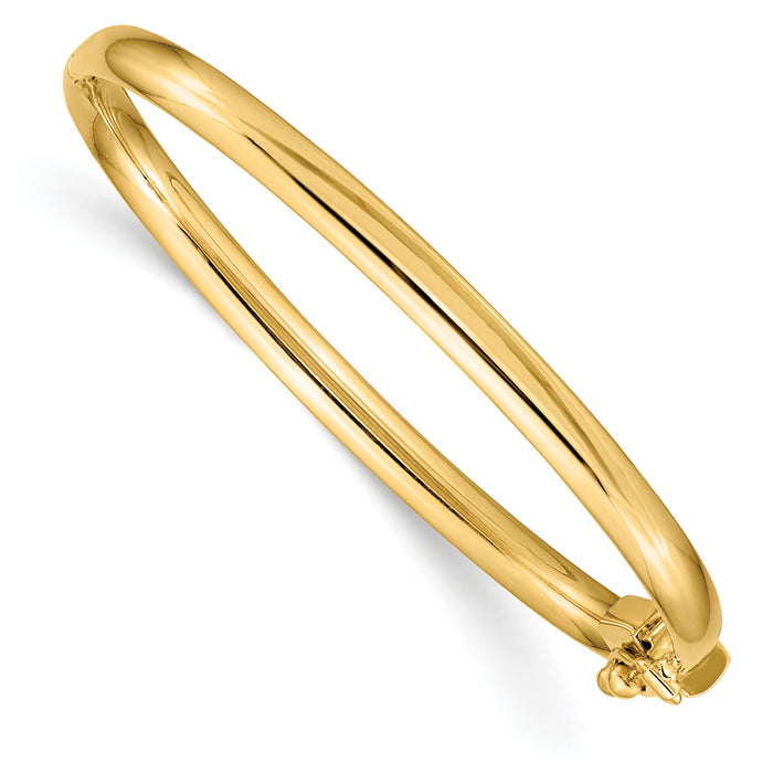 14k Polished Hinged Safety Clasp Baby Bangle-DB573