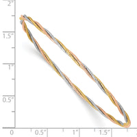14k Tri-color Diamond-cut Twisted Slip-on Bangle-DB575