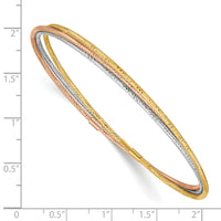 14k Tri-color Diamond-cut 3 Intertwined Slip-on Bangles-DB576