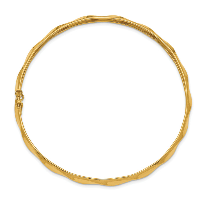 14k Yellow Gold Polished Twisted Flexible Bangle-DB595