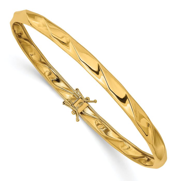 14k Yellow Gold Polished Twisted Flexible Bangle-DB595