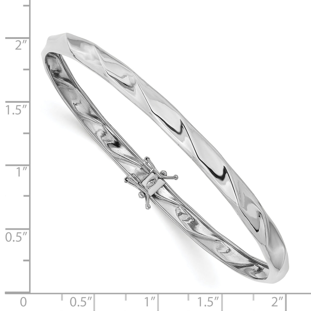 14k White Gold Polished Twisted Flexible Bangle-DB596