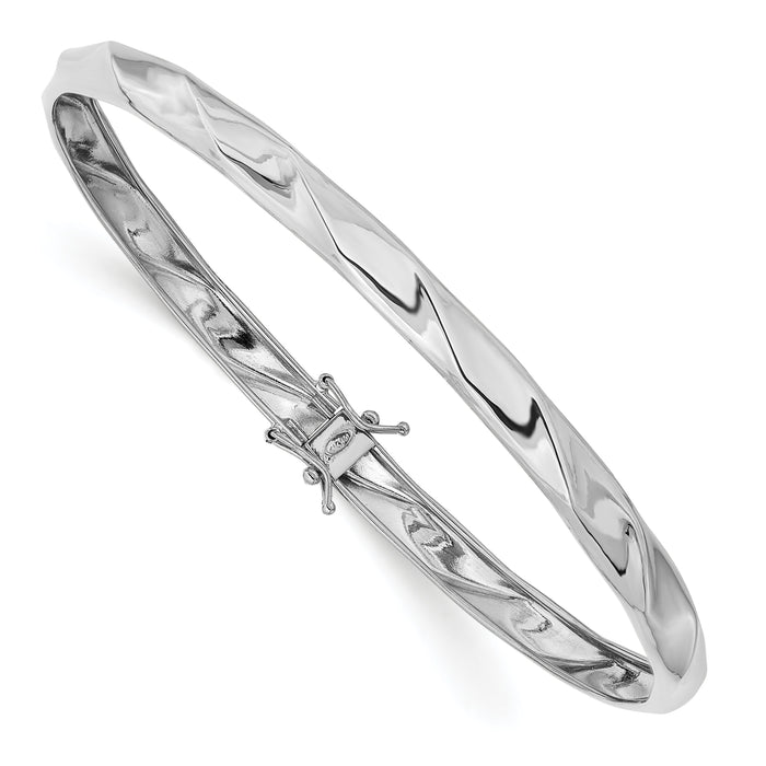 14k White Gold Polished Twisted Flexible Bangle-DB596