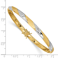 14k White Rhodium Polished Satin D/C Flexible Bangle-DB597
