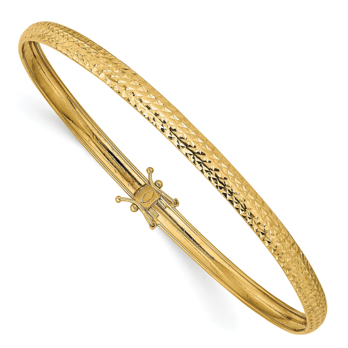 14K Yellow Gold Polished D/C Flexible Bangle-DB598