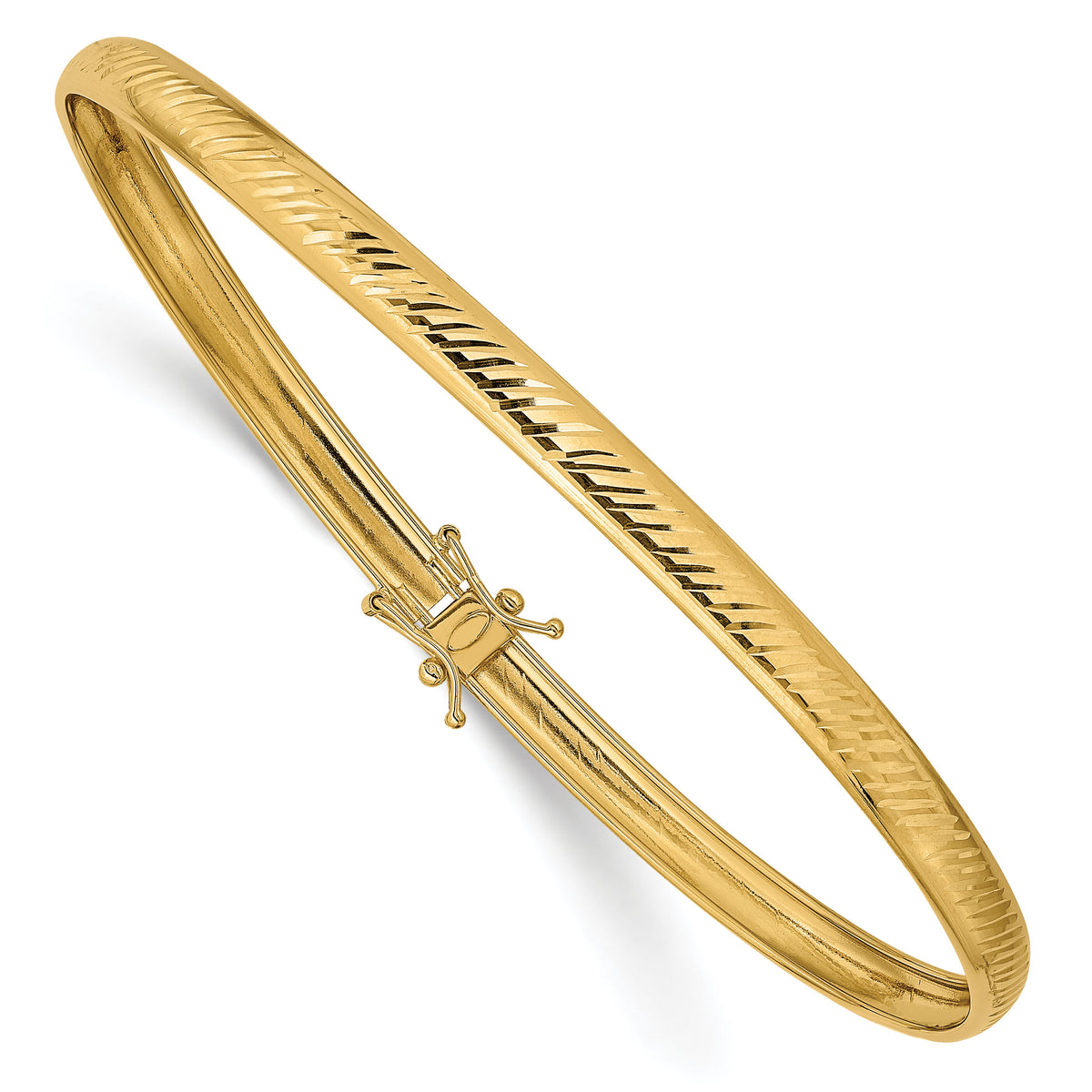 14K Yellow Gold Polished D/C Flexible Bangle-DB599