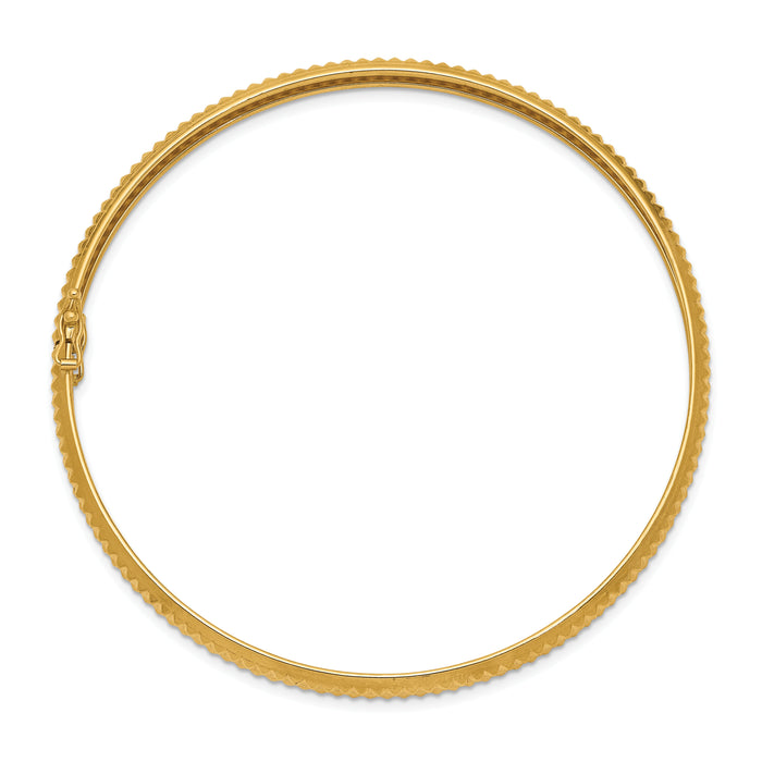 14k Yellow Gold Polished Textured Flexible Bangle-DB601