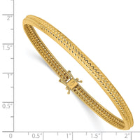 14k Yellow Gold Polished Textured Flexible Bangle-DB601