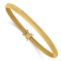 14k Yellow Gold Polished Textured Flexible Bangle-DB601