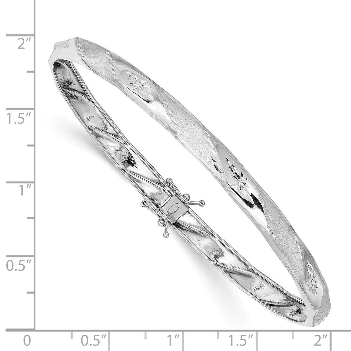 14k White Gold Polished Satin D/C Flexible Bangle-DB605