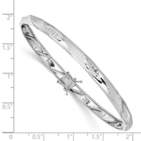 14k White Gold Polished Satin D/C Flexible Bangle-DB605