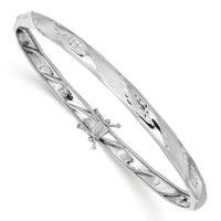14k White Gold Polished Satin D/C Flexible Bangle-DB605