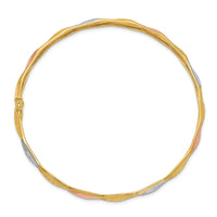 14K w/White and Rose Rhodium Polished Satin D/C Flex Bangle-DB606