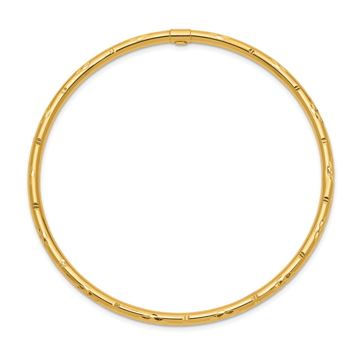 14k Polished Diamond-cut Slip-on Bangle-DB611
