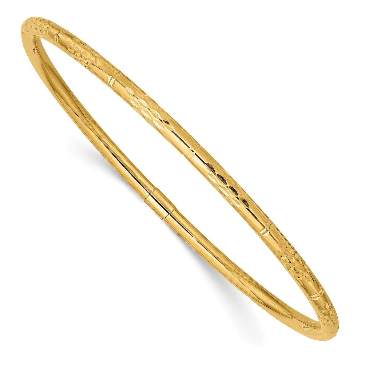 14k Polished Diamond-cut Slip-on Bangle-DB611
