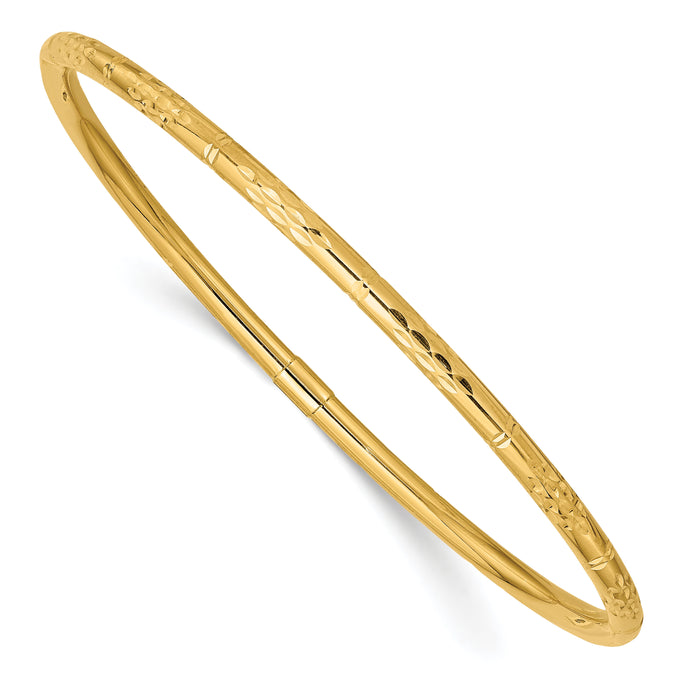 14k Polished Diamond-cut Slip-on Bangle-DB611