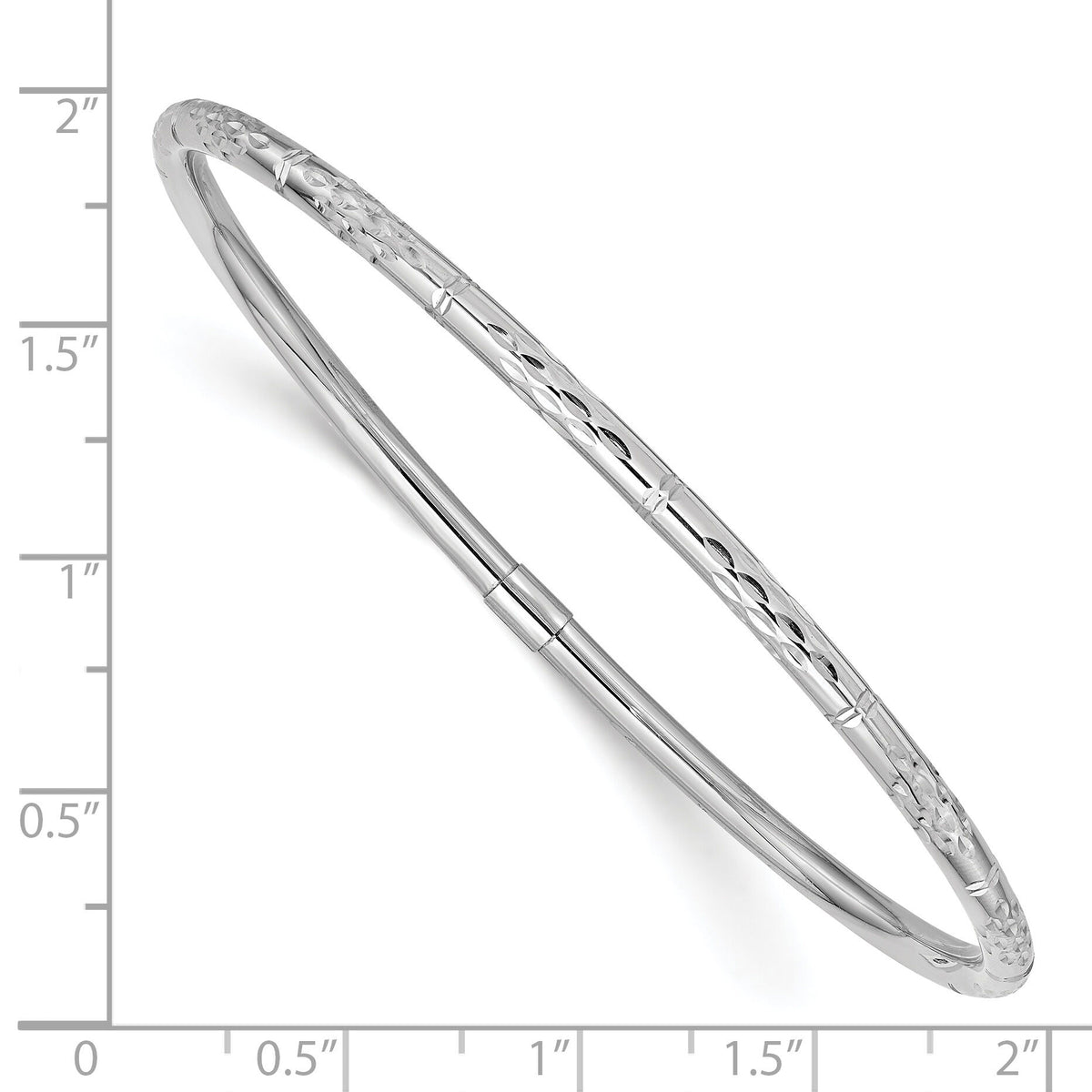 14k White Gold Polished Diamond-cut Slip-on Bangle-DB612