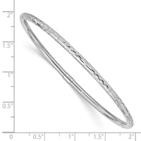 14k White Gold Polished Diamond-cut Slip-on Bangle-DB612