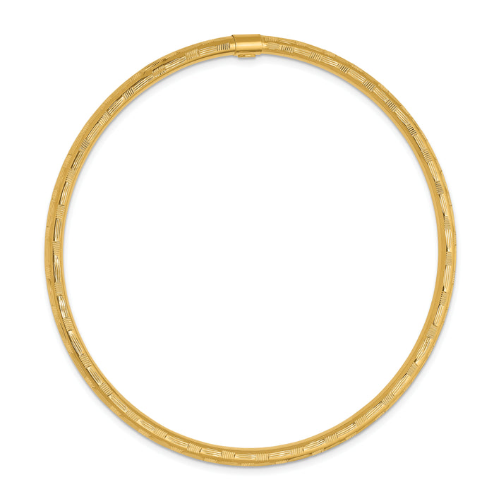 14k Yellow Gold Diamond-cut Slip-on Bangle-DB613
