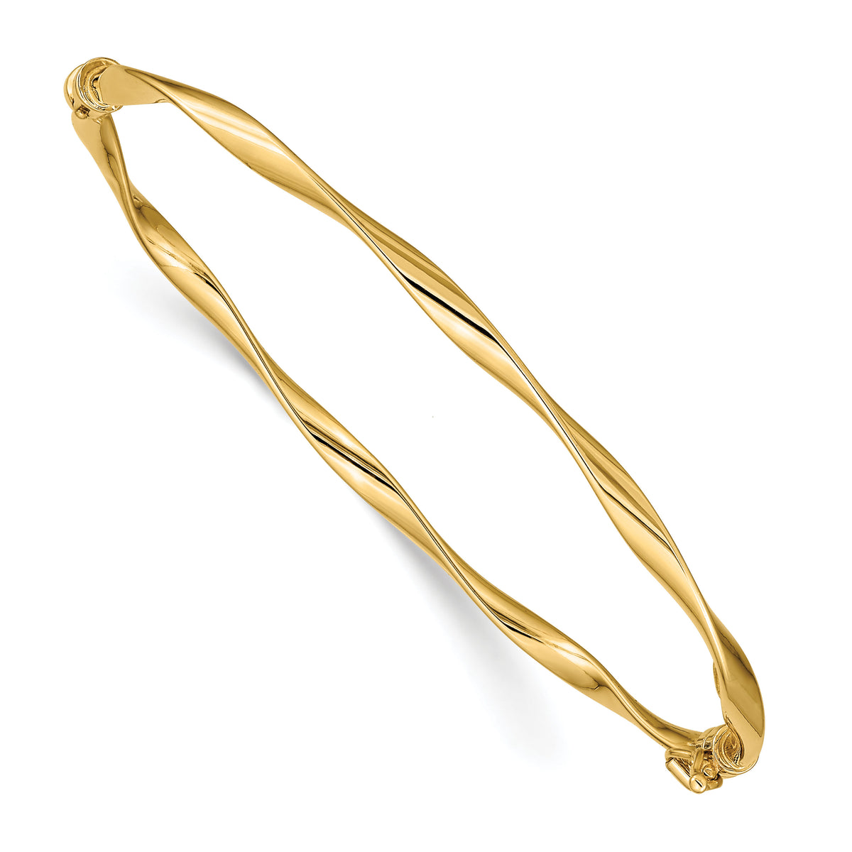 14k Polished Twisted Hinged Bangle Bracelet-DB619