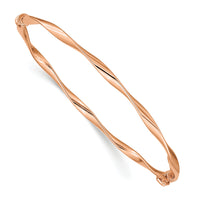 14k Rose Gold Polished Twisted Hinged Bangle Bracelet-DB621