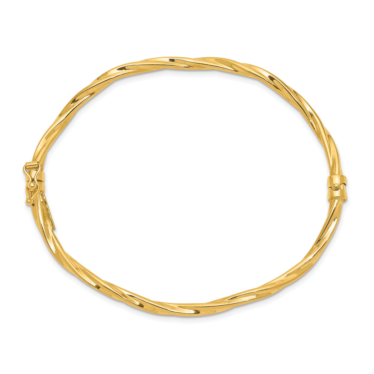 14k Polished Twisted Hinged Bangle Bracelet-DB622