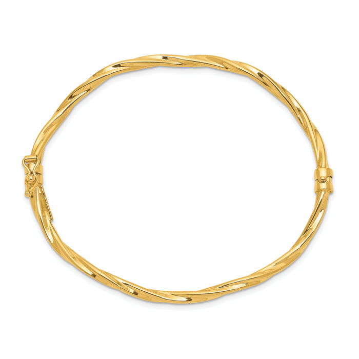 14k Polished Twisted Hinged Bangle Bracelet-DB622