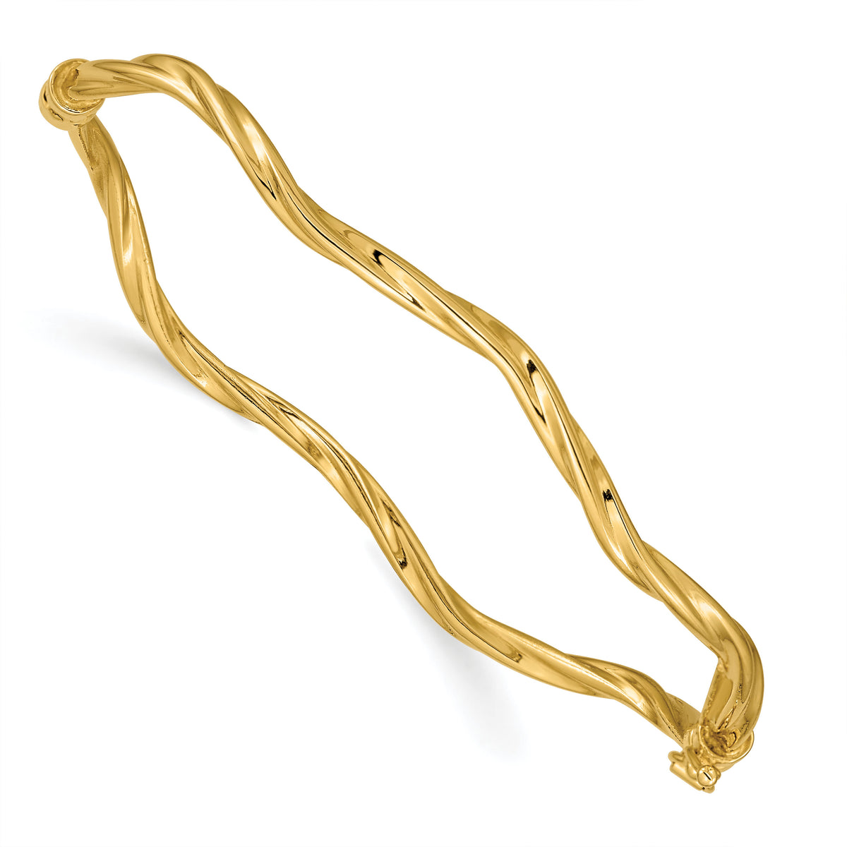 14k Polished Twisted Hinged Bangle Bracelet-DB622