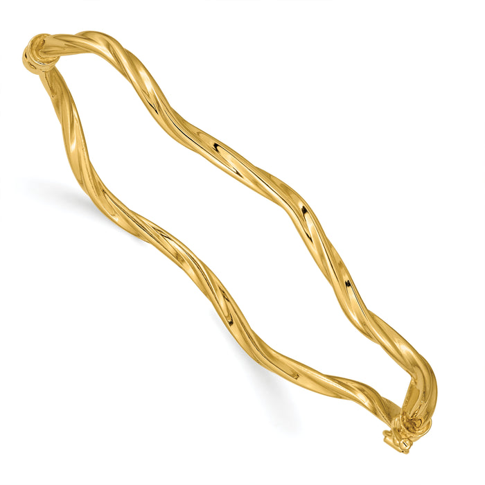 14k Polished Twisted Hinged Bangle Bracelet-DB622