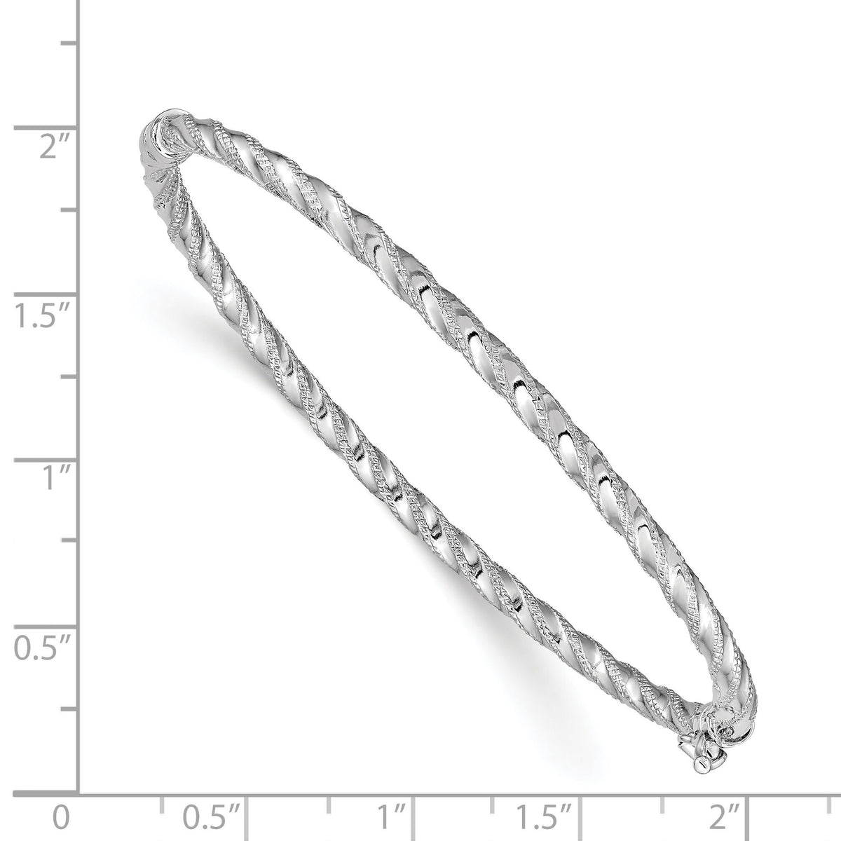 14k WG Polished Textured Hinged Bangle Bracelet-DB625