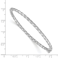 14k WG Polished Textured Hinged Bangle Bracelet-DB625