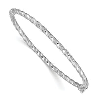 14k WG Polished Textured Hinged Bangle Bracelet-DB625