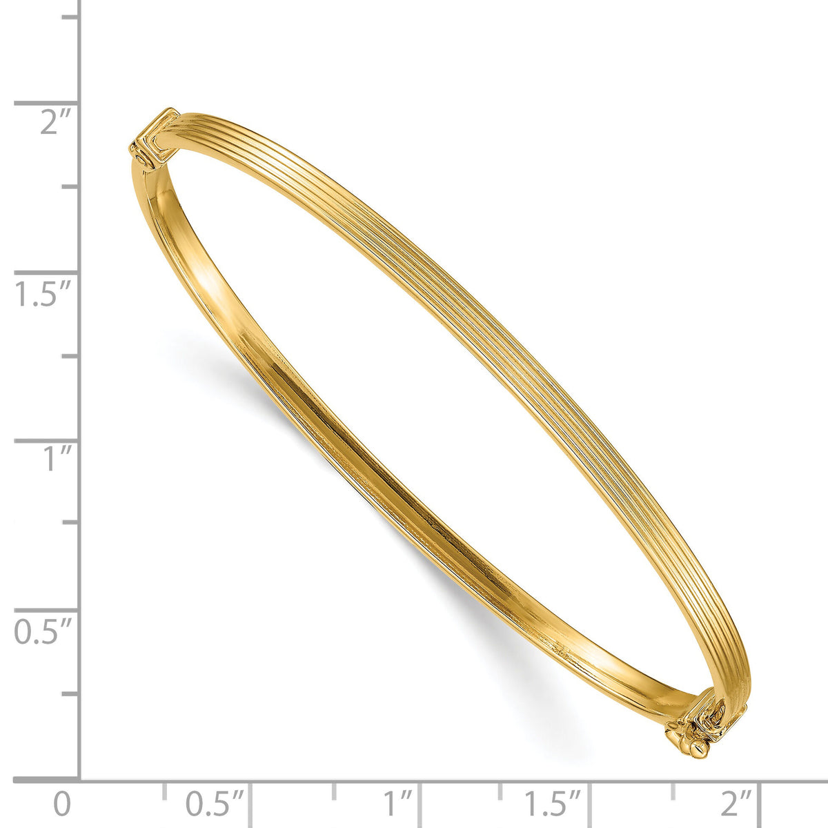 14k Polished Textured Hinged Bangle Bracelet-DB626